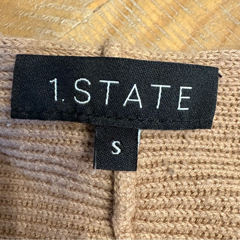 1. State Bishop Sleeve V-Neck Lightweight Sweater Cotton Viscose Brown Sz Small - Picture 6 of 9